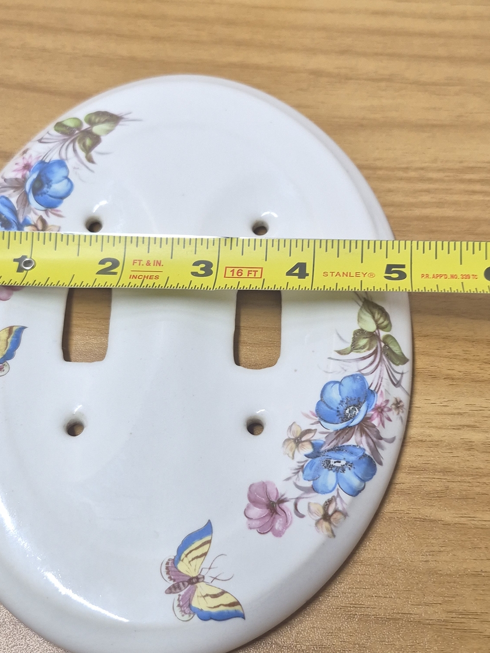 Vintage Oval Porcelain Light Switch & Outlet Covers 6Pc Set Floral Butterfly - Picture 16 of 16